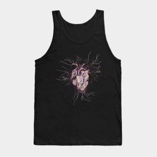 Human heart and veins, arteries, blood, illustration art, dark, purple roses Tank Top